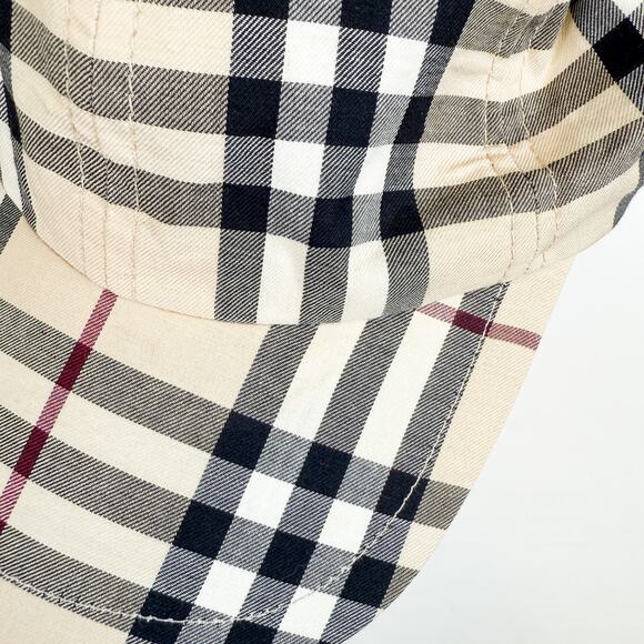 Burberry London 100% Cotton Novacheck Baseball Cap Hat Beige Plaid - Picture 4 of 11